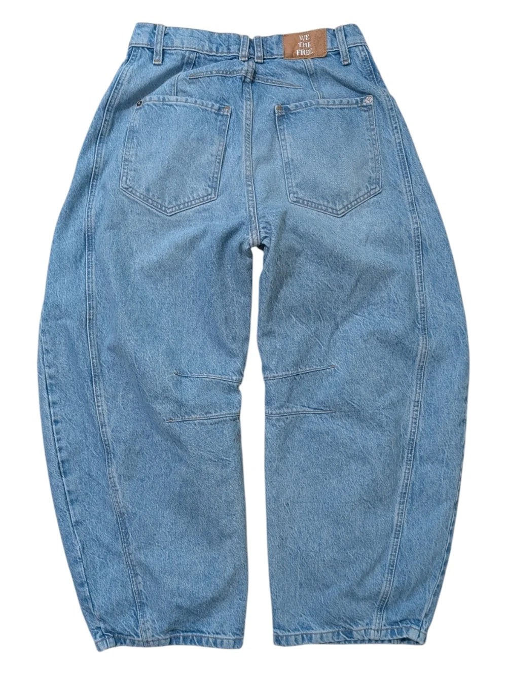 We The Free Free People Good Luck Mid Rise Med Wash Barrel Jeans 27 - Picture 6 of 14
